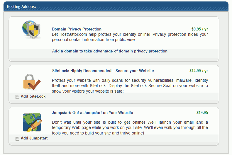 hostgator extras