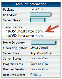 Hostgator name server details