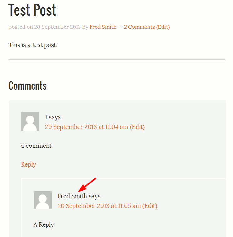 WordPress post with comments.