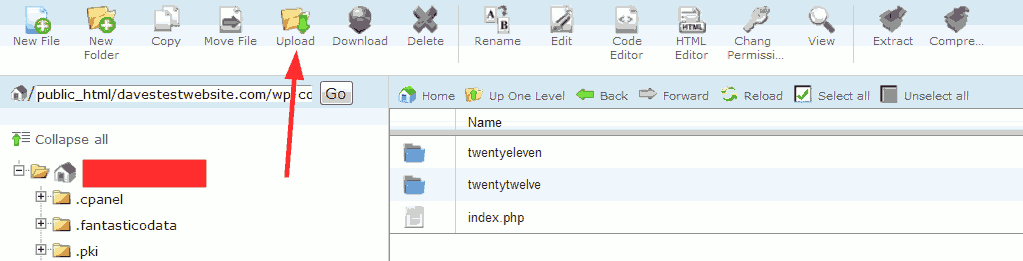 Upload theme to HostGator file manager themes folder.