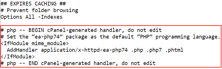 correct PHP handler